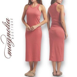 MAGNOLIA BOUTIQUE Women’s Crewneck Racerback Micro Ribbed Long Dress in Size L